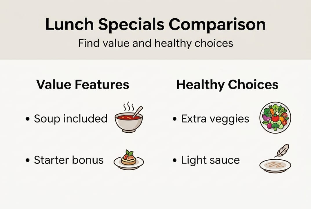 Infographic comparing lunch specials features and health