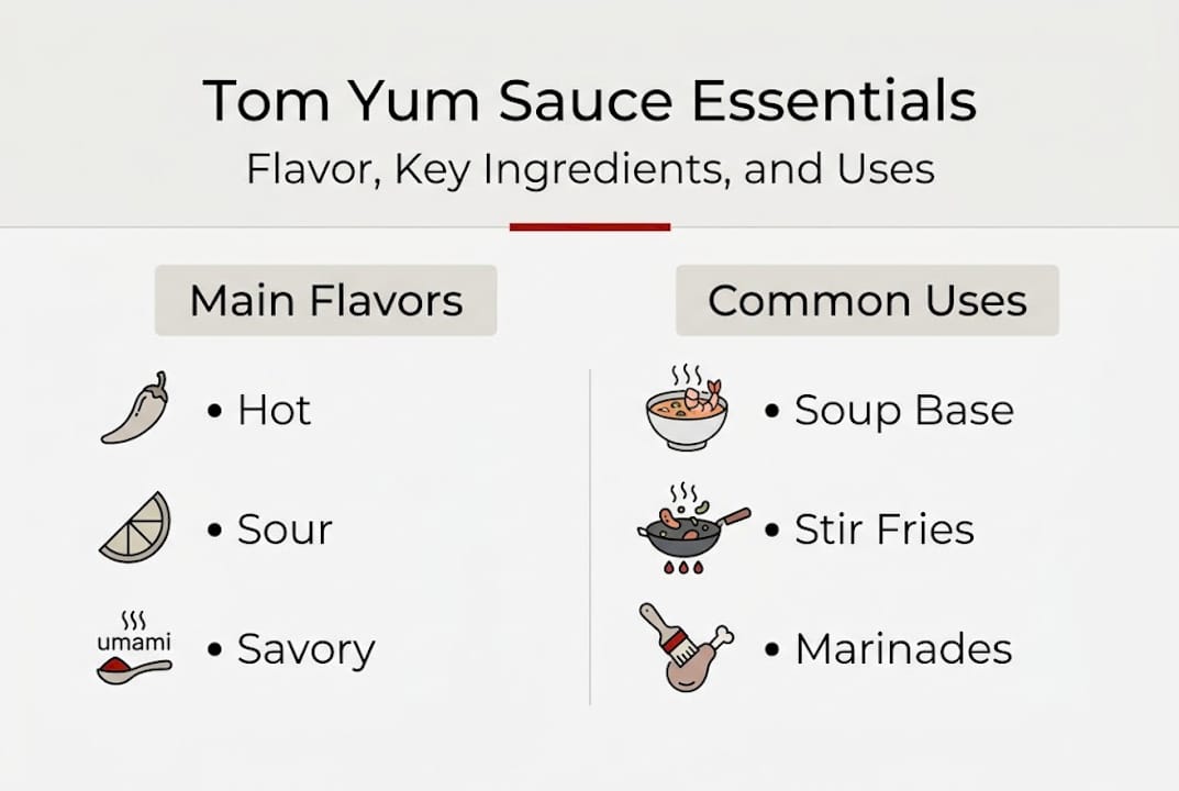 Infographic shows Tom Yum sauce flavors and uses