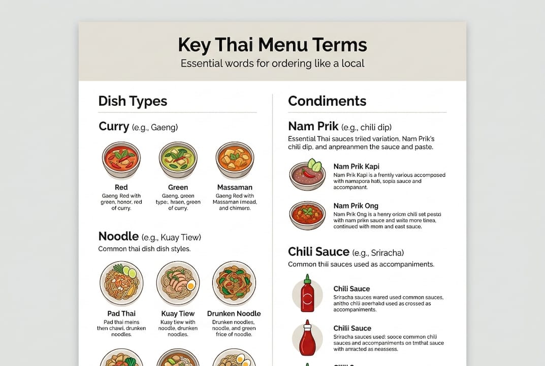 Infographic of common Thai menu terms