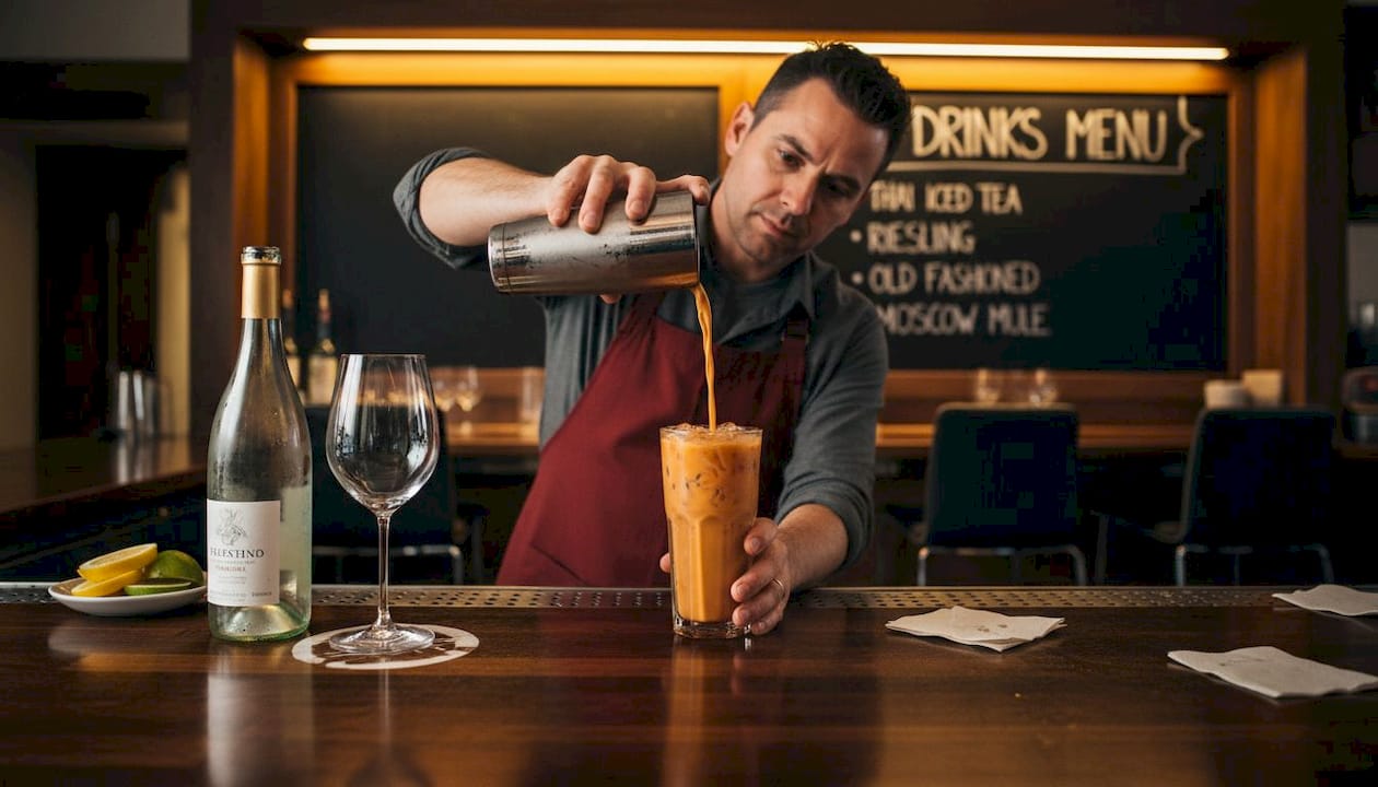 Thai iced tea and wine pairing preparation