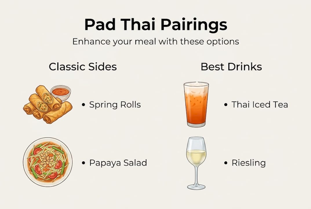 Infographic of Pad Thai sides and drinks
