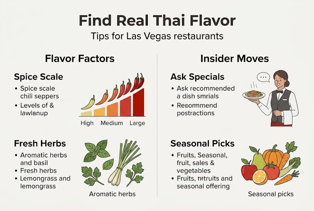 Infographic showing authentic Thai dish tips