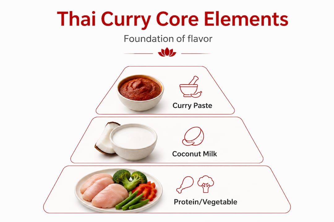 Infographic showing Thai curry core elements