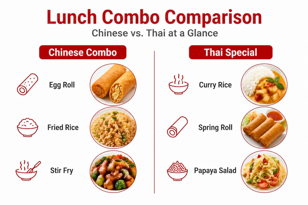Comparison chart Chinese versus Thai lunch specials