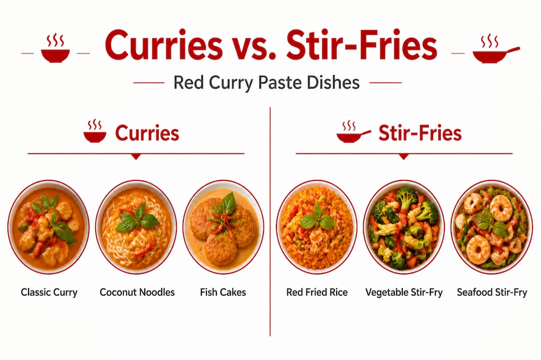 Infographic comparing Thai red curry dishes