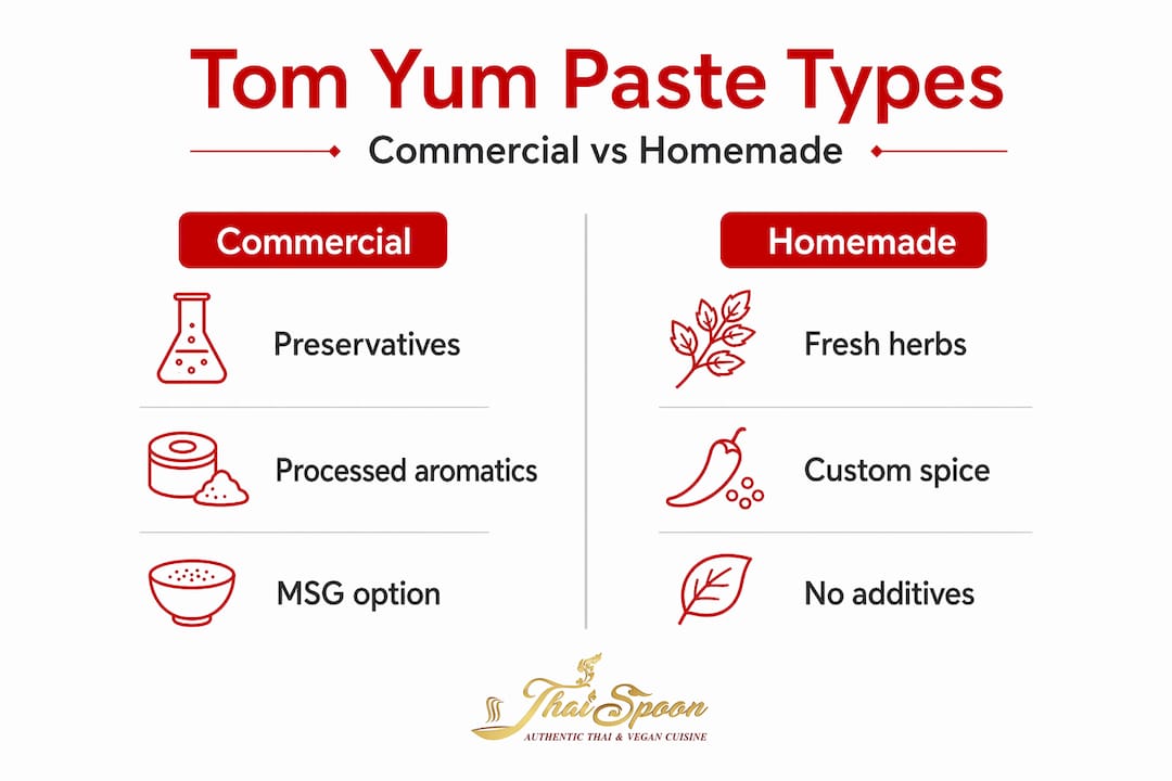 Infographic comparing commercial and homemade tom yum