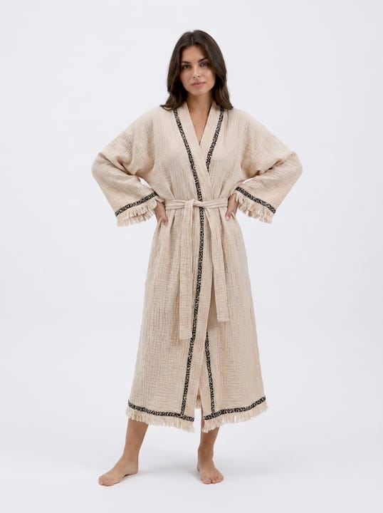 Elara Crinkle Linen Lounge Kimono