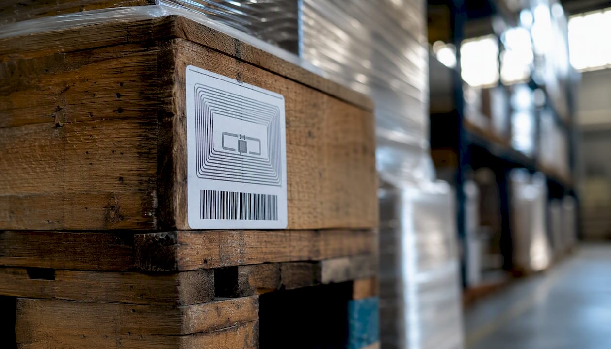 Tag RFID applicato sull’angolo del pallet