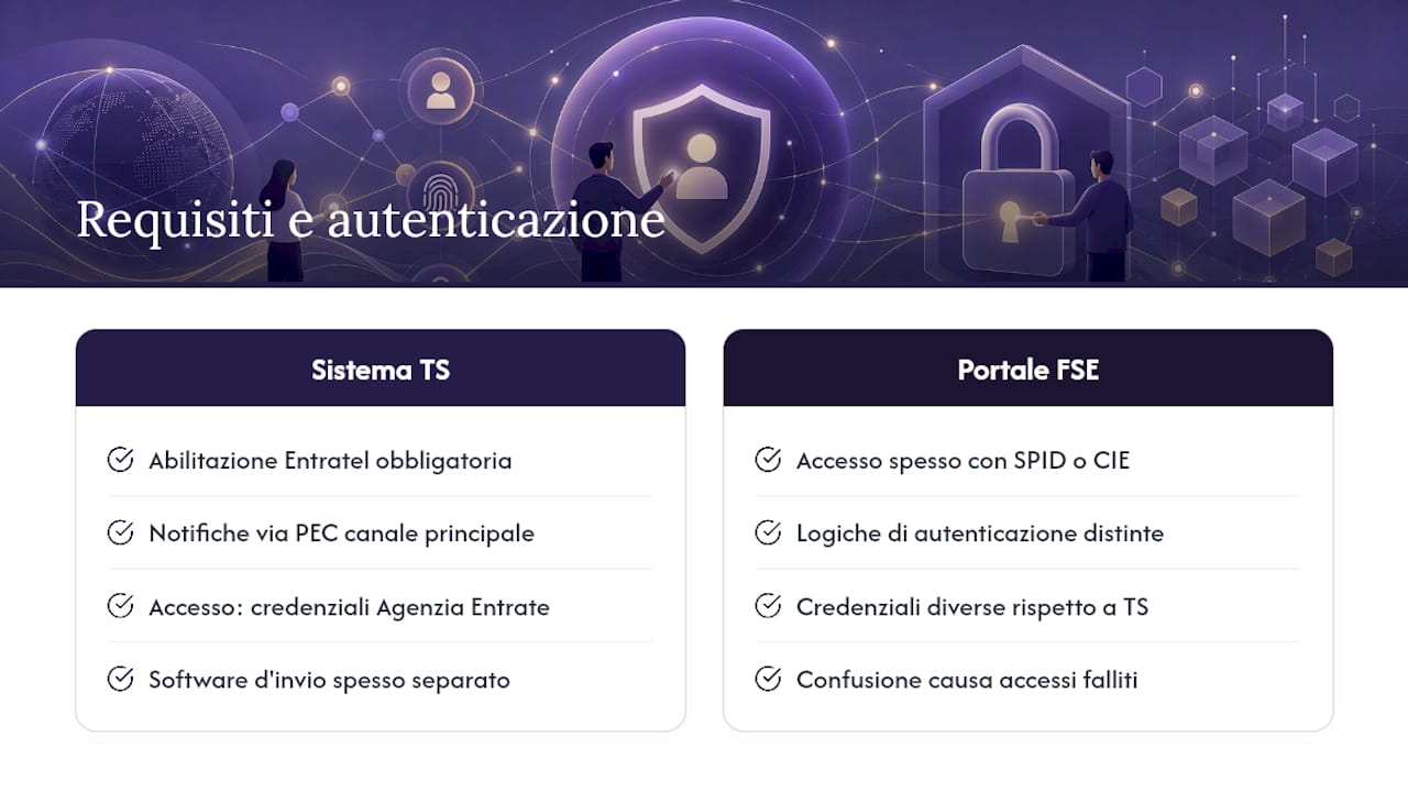Requisiti tecnici e credenziali: Entratel, PEC, SPID/CIE e software per l'invio — overview diagram
