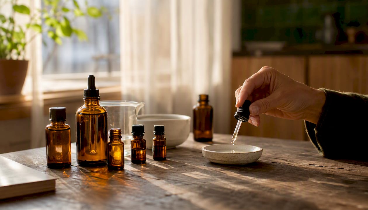Hands adding terpene drops to cannabis extract