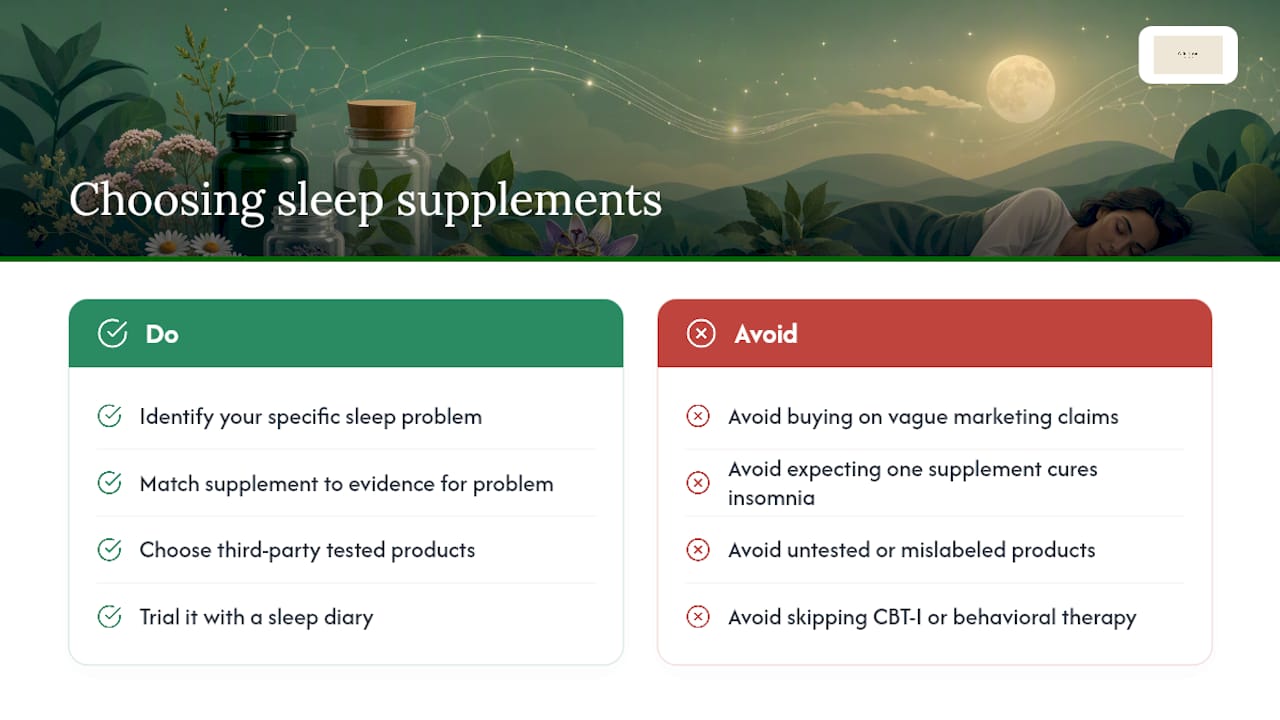 A perspective on what actually matters when choosing sleep supplements — overview diagram