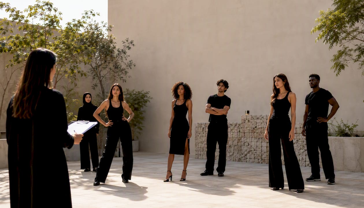 Models auditioning at casting session