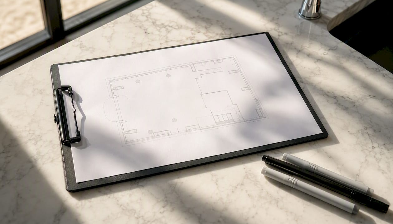 Event venue floor plan on clipboard