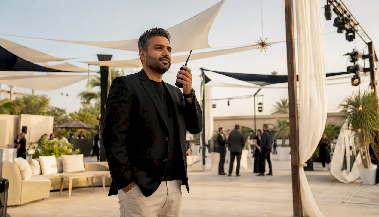 Event supervisor using walkie-talkie
