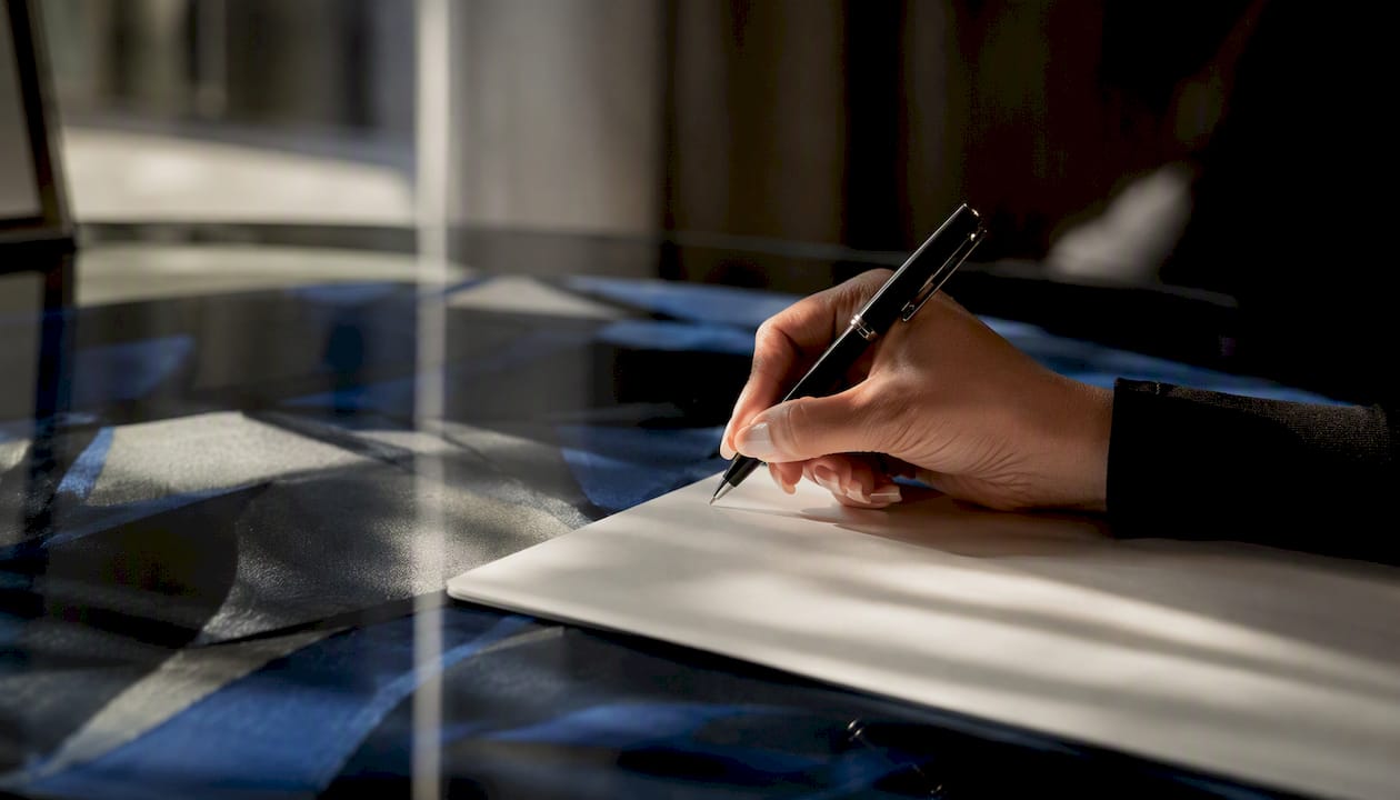 Signing influencer contract close-up