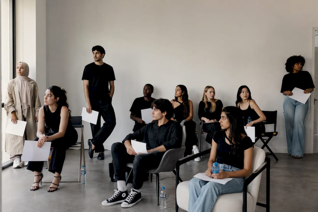 Diverse models waiting at casting call
