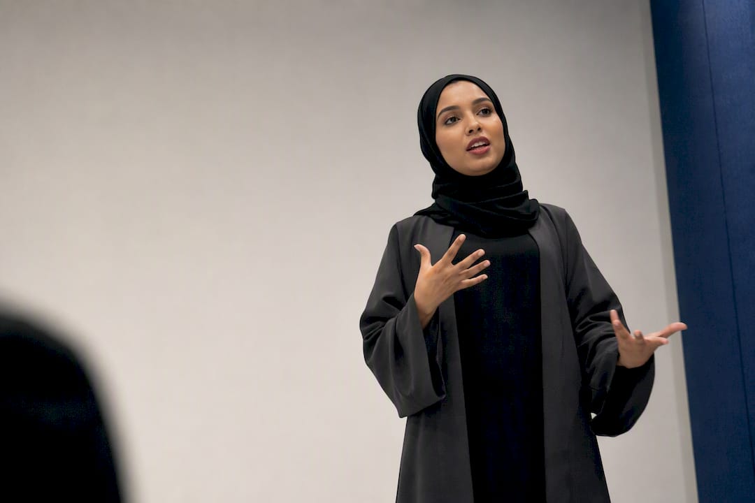 Model performing character role at audition
