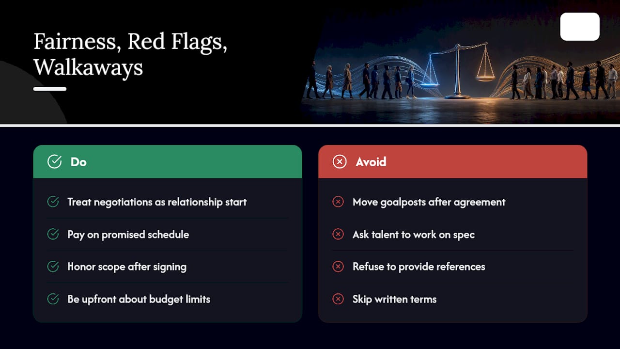 Preserve the Relationship: Fairness, Red Flags, and When to Walk Away — overview diagram
