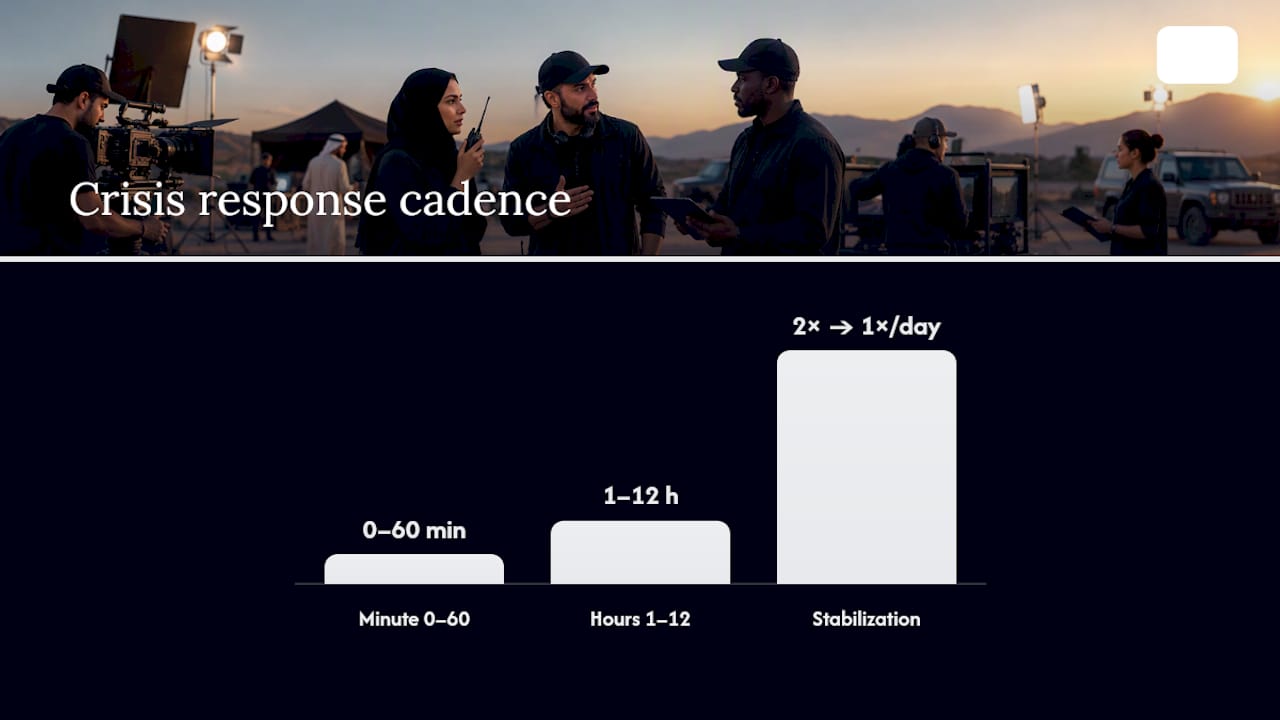 Timeline for production crisis response cadence