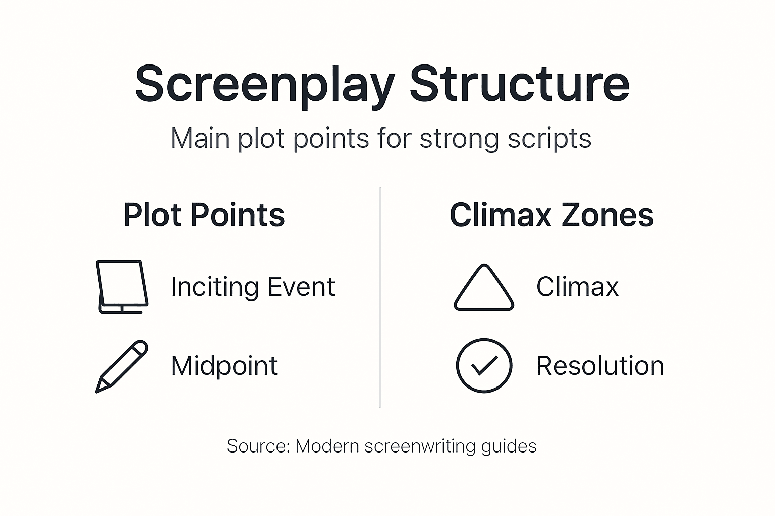Infographic of screenplay structure key points