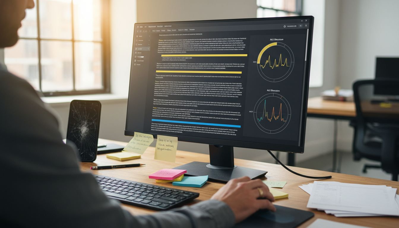 Monitor displays AI script analysis feedback