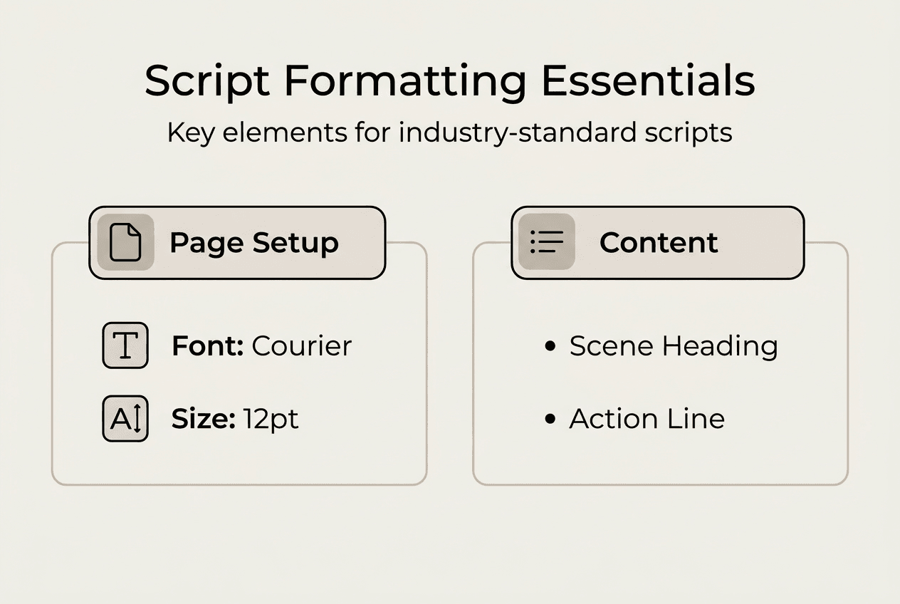 Infographic showing script formatting essentials