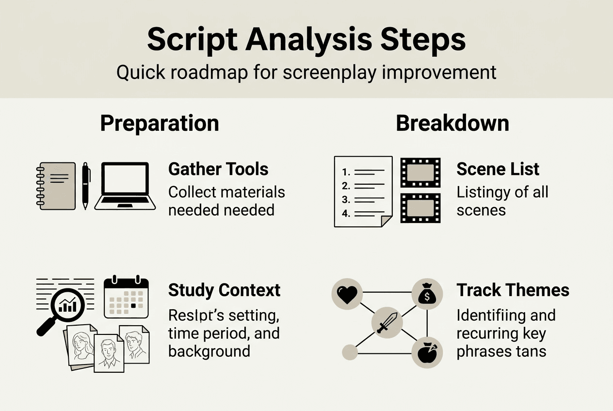 Infographic outlining main script analysis steps
