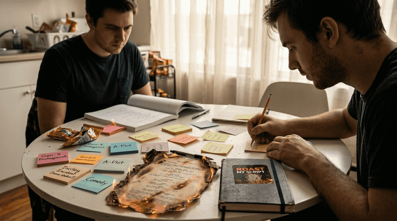 Writers brainstorming genre-blending script ideas