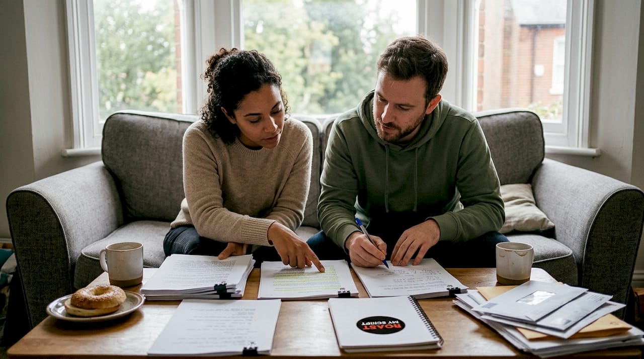 Writers review script coverage reports together