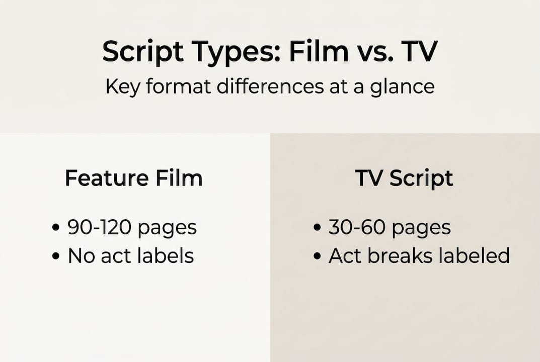 Infographic comparing film and TV script formats