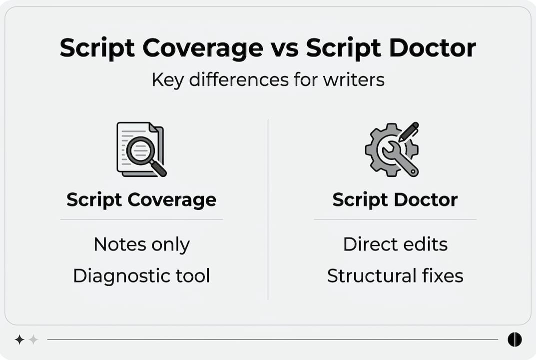Infographic comparing script coverage and doctor roles