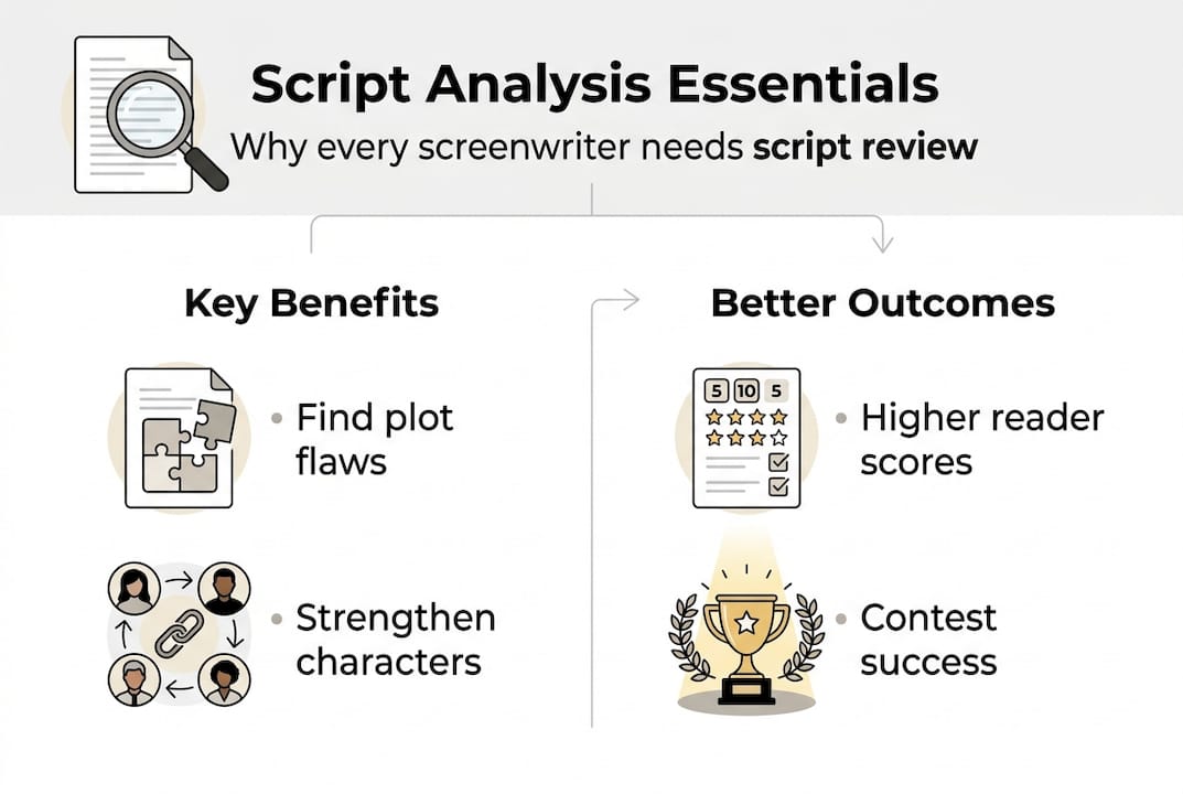 Infographic on script analysis essentials and outcomes