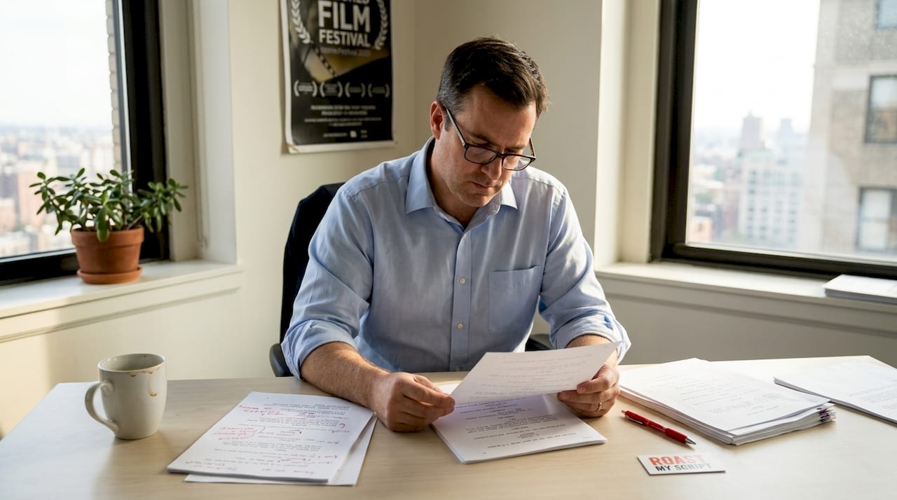 Judge reading screenplay contest entry