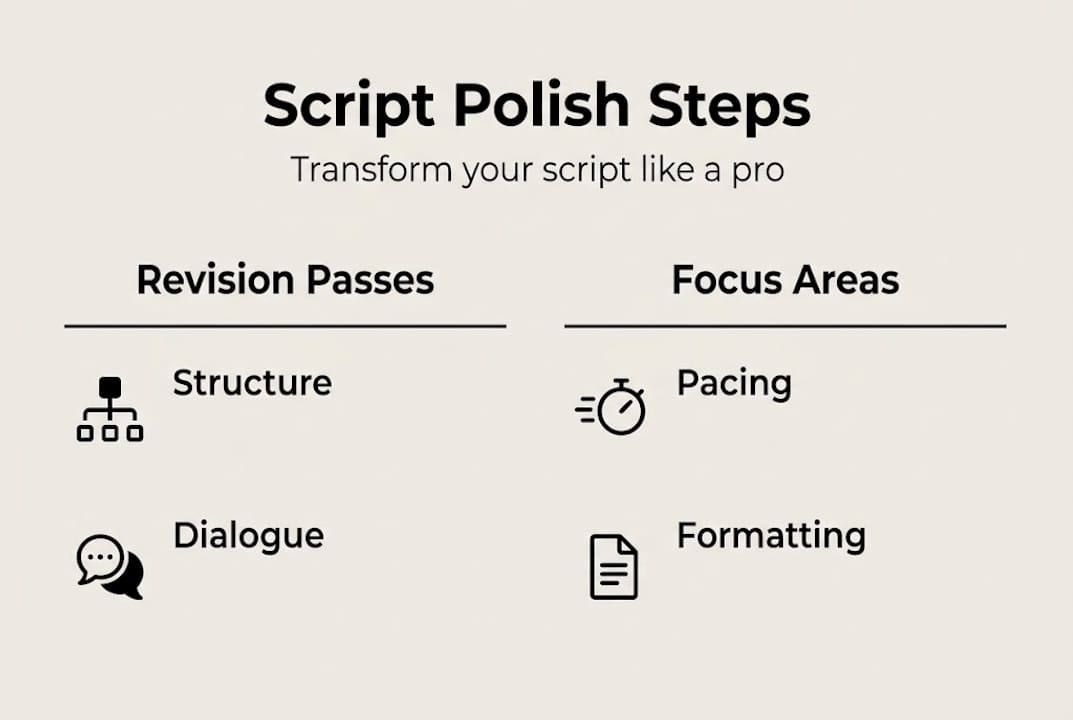 Infographic on steps to polish a script