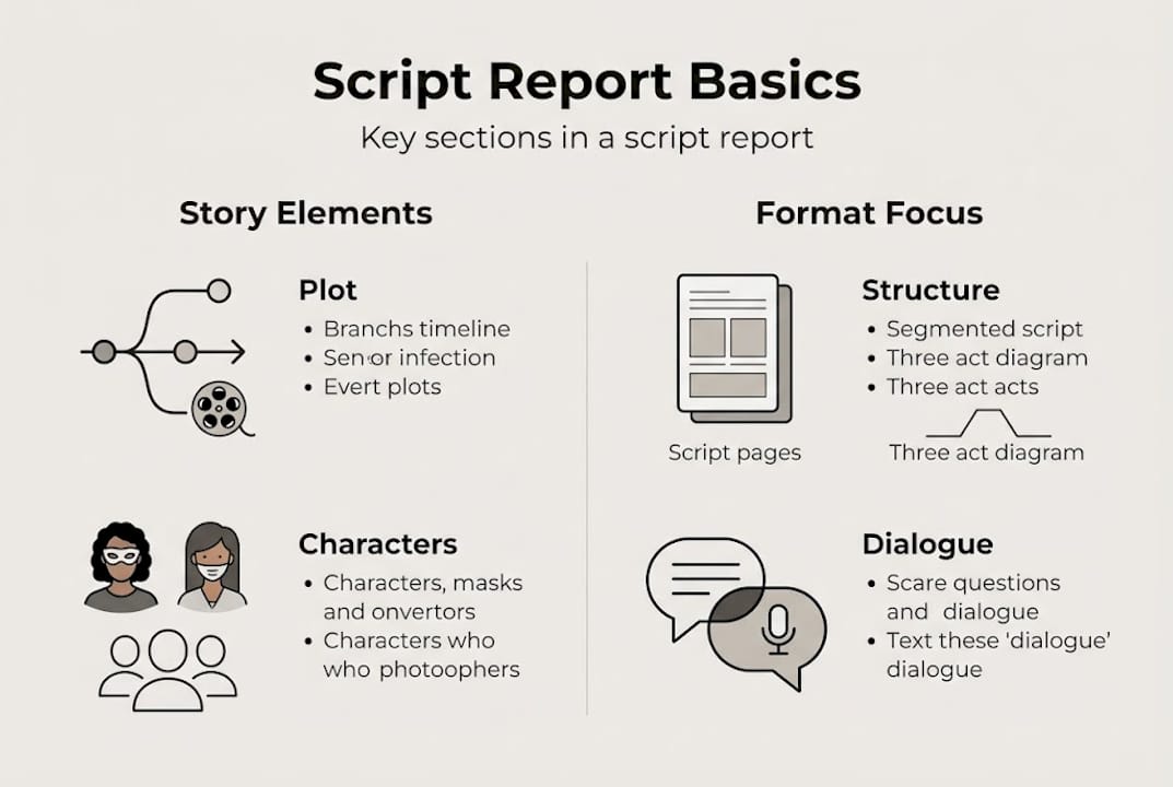 Infographic showing main script report sections