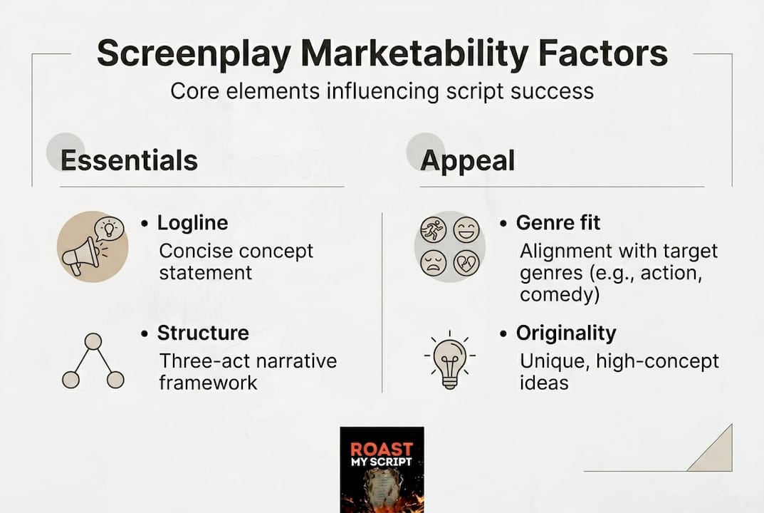 Infographic showing key screenplay marketability factors
