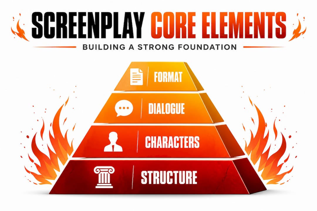 Hierarchy diagram of screenplay core elements