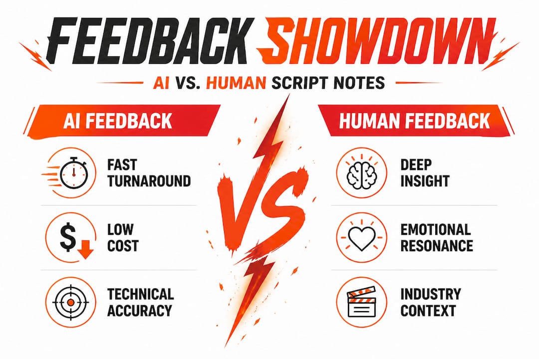 Infographic comparing AI and human script feedback