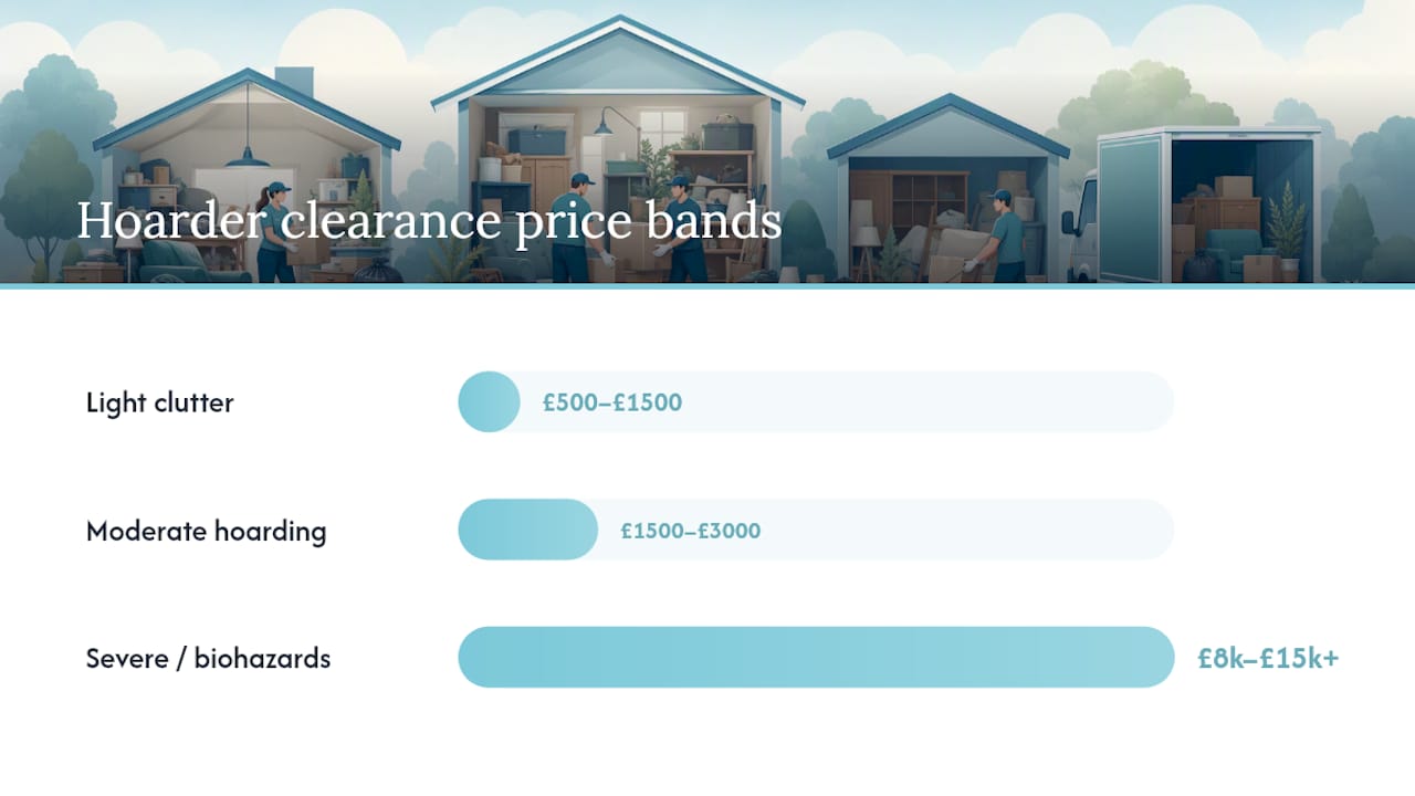 UK hoarder clearance cost bands infographic