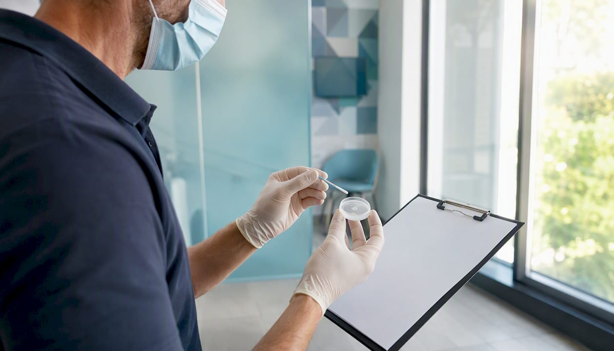 Technician collecting environmental samples