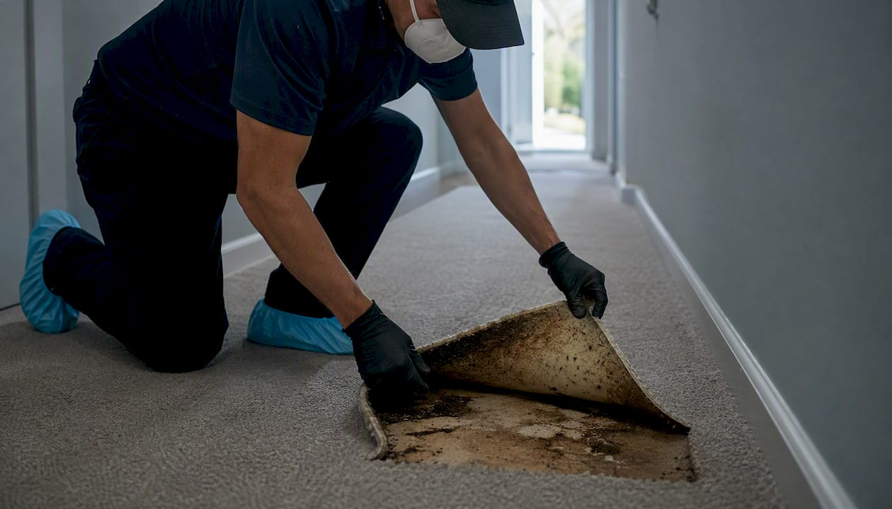 Removing stained carpet in trauma scene cleaning