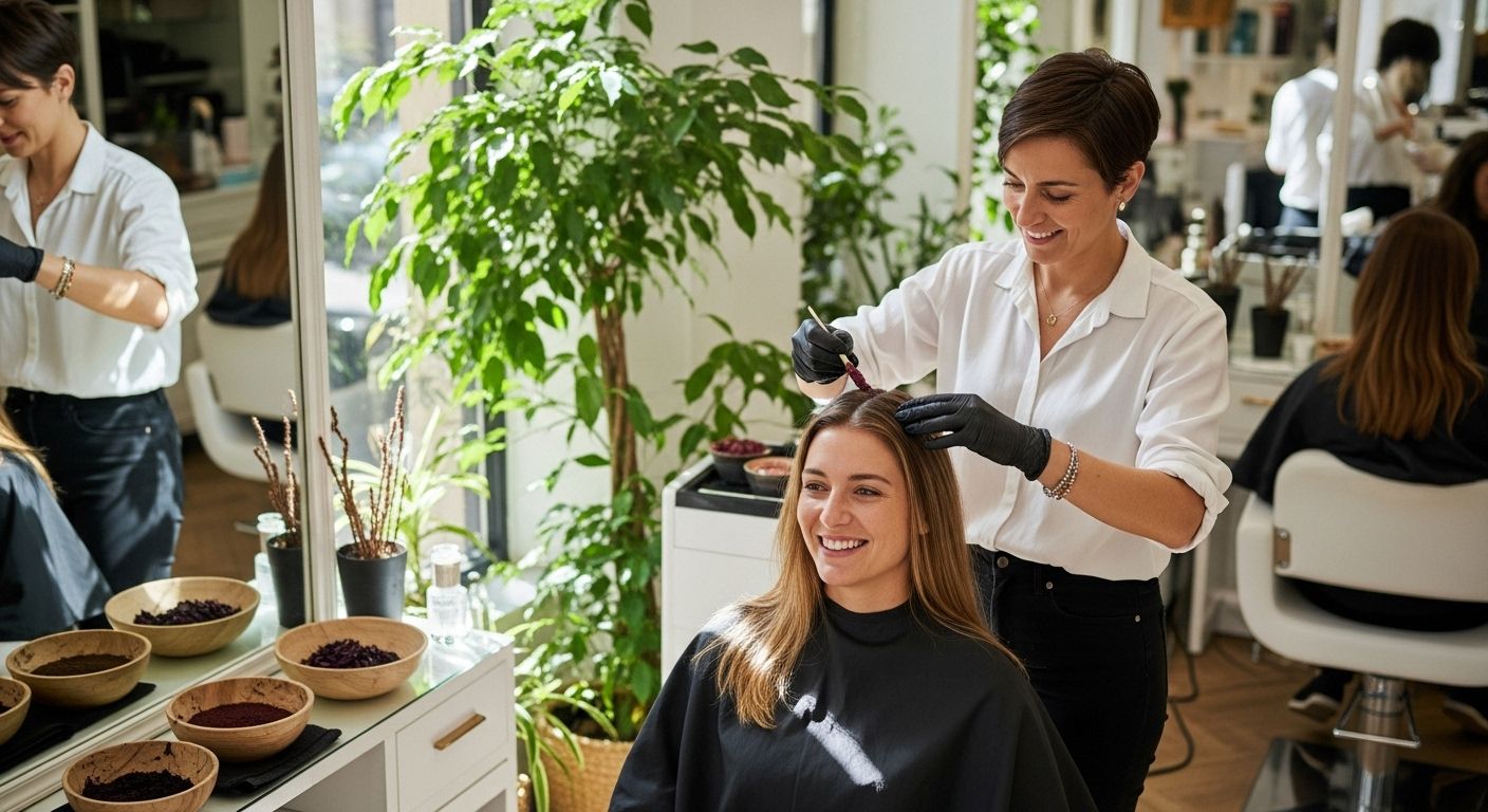 coloration végétale salon cheveux