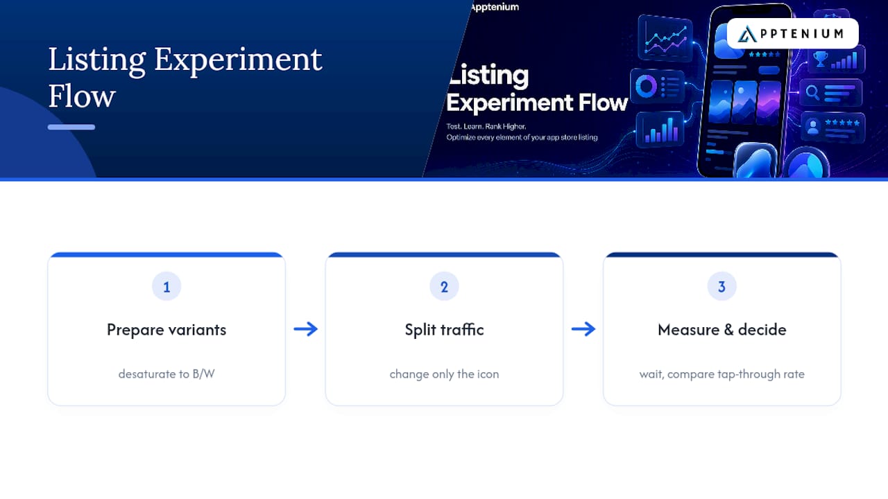 Icon experiment flow and tap-through metric
