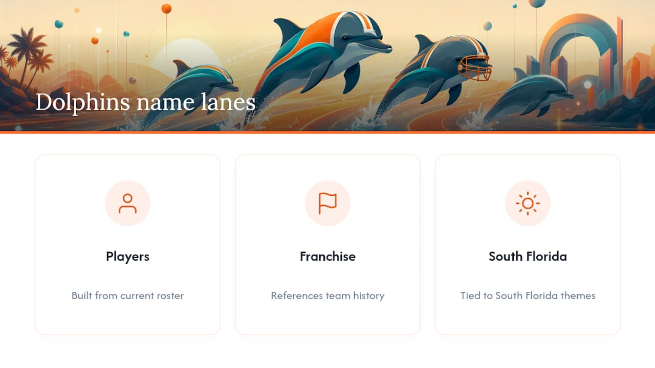 Three Dolphins name idea categories