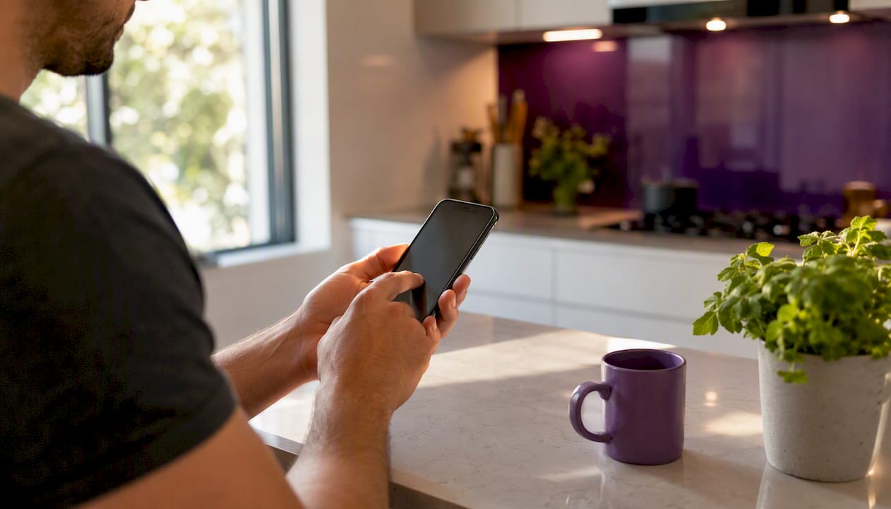 Hands creating a Google review link on smartphone