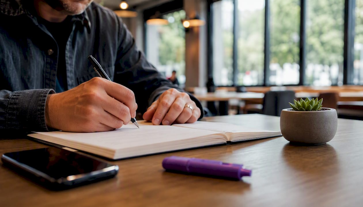 Hands manually building SEO citations on desk