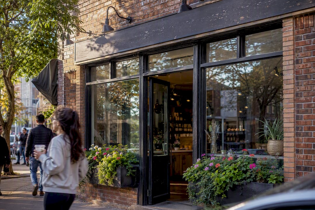 Small business storefront with clear signage