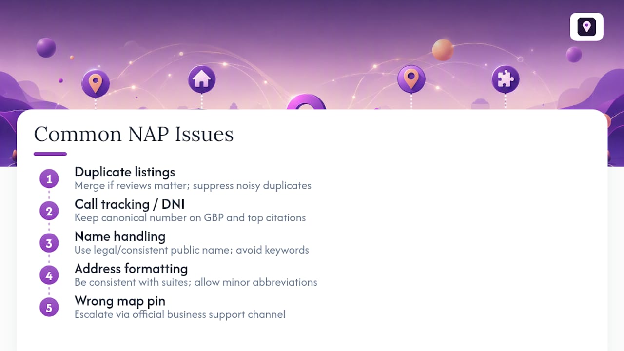 Five recurring NAP citation cleanup issues