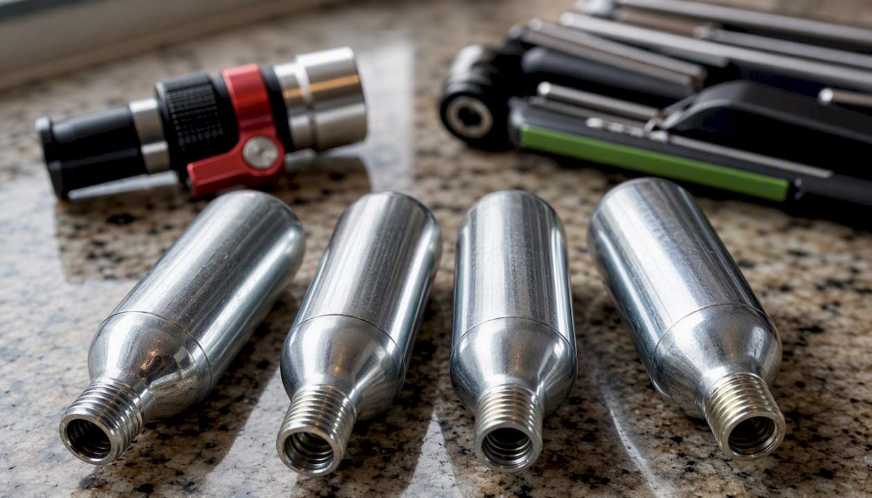 Close-up of CO2 cartridge threads