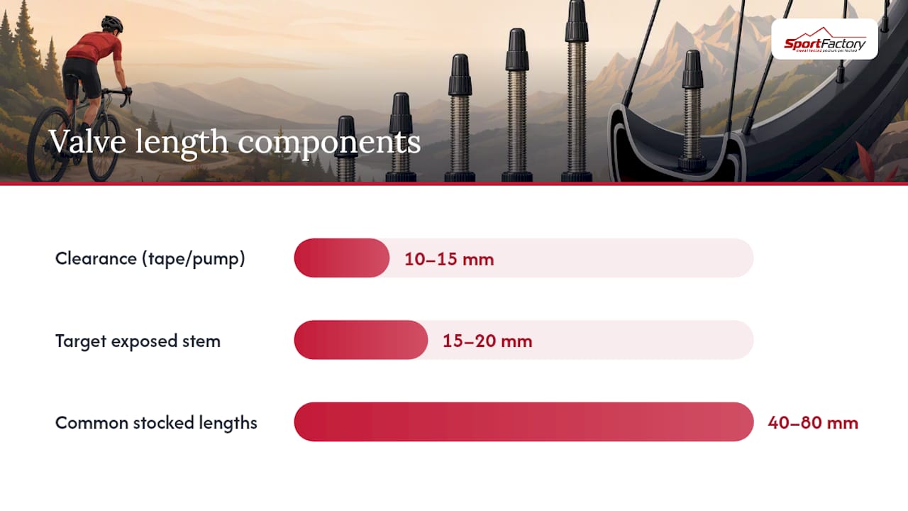 Diagram of tubeless valve length vs rim depth